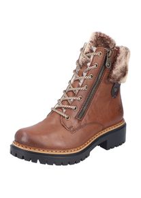 Rieker, Unisex, Winterstiefelette mit Fellimitat am Schaft, braun, 37, Stiefelette mit Schn&uuml;rung und Reissverschluss