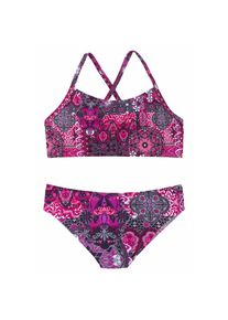 Buffalo, Unisex, Bustier-Bikini &raquo;Shari Kids&laquo; mit verspieltem Print, aubergine, bedruckt, 146/152, N-Gr, Trendiger Folklore-Print