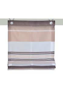 Kutti, Raffrollo &raquo;Jamaica&laquo; mit Hakenaufh&auml;ngung ohne Bohren freih&auml;ngend halbtransparent, Polyester, gewebt, Streifen, mit Edelstahlhaken, braun, beige,