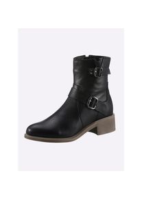 Heine , Damen , Stiefelette , schwarz , aus Rind-Veloursleder
