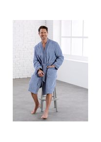 feel good, feel good Bademantel, jeansblau, ecru, meliert, Baumwolle