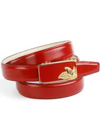 Anthoni Crown , Ledergürtel in rot mit, Schnalle mit kleinen Blättern , rot
