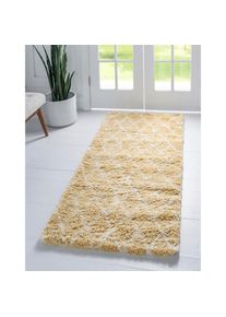 Hochflor-Läufer »Temara Shag, LAGERRÄUMUNG!« rechteckig 51 mm Höhe Teppich-Läufer, gewebt, Rauten Design, weich & kuschelig , gelb , MyFlair Möbel...