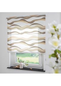 Seitenzugrollo &raquo;Wellen braun&laquo; Lichtschutz freih&auml;ngend Seitenzugrollo, Kettenzugrollo, Dekorrollo - Wellen weiss/braun , braun , Liedeco ,...
