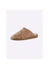 Casual Looks , Hausschuh , beige , tolles Blumenmuster