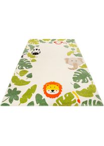 Kinderteppich »E-Safari ESP-21369« rechteckig 13 mm Höhe Motiv Dschungel Tiere, Kurzflor , weiss , Esprit , Obermaterial: 100% Polypropylen