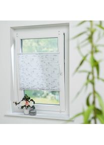 Plissee »Blätter« Lichtschutz ohne Bohren verspannt einfache Montage, bedruckt, blickdicht , grau , Garesa , Obermaterial: 100% Polyester