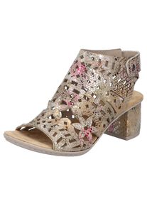 Rieker , Sandalette, Sommerschuh, Sandale, Blockabsatz, mit modischer Schaftgestaltung , bunt , Modische Sandalette mit Perforation