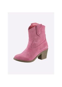 Heine , Damen , Stiefelette , pink , aus Rind-Veloursleder