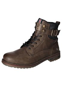 Mustang Shoes , Schnürboots, Worker Boots, Herbstschuh, Stiefel mit Anziehlasche , braun , Schnürboots mit trendiger Zierschnalle