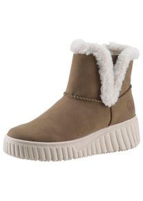 Rieker , Winterboots , Schlupfboots, Stiefelette mit beidseitigen Stretcheinsätzen , weiss , Winterboots mit Fellimitat-Besatz