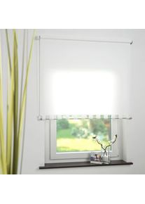 Seitenzugrollo Lichtschutz mit Bohren Volantrollo - eckiger Volant, Fixmass , weiss , Liedeco , Obermaterial: 100% Polyester