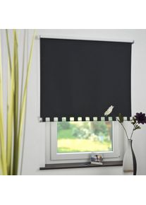 Seitenzugrollo verdunkelnd energiesparend mit Bohren Volantrollo - eckiger Volant, Fixmass , schwarz , Liedeco , Obermaterial: 100% Polyester