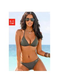 Bruno Banani , Triangel-Bikini, mit Zierbändern , grün , Mit Zierbändern an Top und Hose