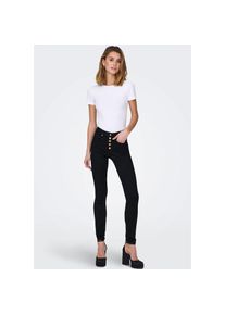 Only , High-waist-Jeans »ONLROYAL HW SK FLY BTN GUA DK BLUE BOX« , schwarz , Skinny Fit Passform umschmeichelt die Beine und bietet eine figurnahe...