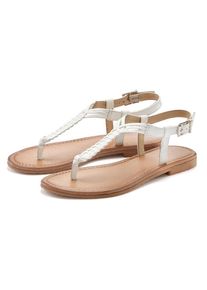 Vivance , Zehentrenner, Sandalette, Sommerschuh,Sandale aus Leder mit Flecht-Optik , weiss , Sommersandale aus hochwertigem Leder gefertigt
