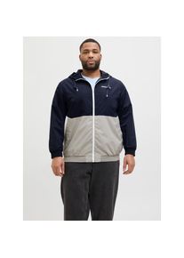 Jack & Jones PlusSize Jack & Jones Plussize, Herren, Jack & Jones PlusSize Bomberjacke &raquo;JJERUSH HOOD BOMBER NOOS PLS&laquo; mit Kapuze mit Logo Schriftzug, sky captain 