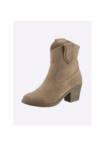 Heine , Damen , Stiefelette , grau , aus Rind-Veloursleder