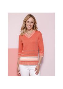 Classic Basics , 3/4 Arm-Pullover »Pullover« , orange , platzierter Streifen