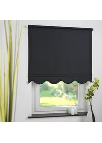 Seitenzugrollo Lichtschutz mit Bohren Volantrollo - Volant Klassik, Fixmass , schwarz , Liedeco , Obermaterial: 100% Polyester