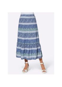 Classic Basics, Unisex, Stufenrock, rauchblau, kalkmint, bedruckt, 21, weich-fliessende Viskose-Qualit&auml;t