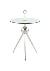Kayoom Beistelltisch »Ontario 325, Runde Glasplatte aus Sicherheitsglas, 100% Edelstahl«, (1 St.), Minimalistisch, Gestell in Tripod-Design, mit Tragering...