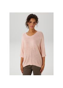 Aniston CASUAL , Strickpullover im ausdrucksvollem Perl-Muster , rosa , Superweicher Pullover mit abgerundetem V-Ausschnitt