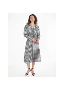 Tommy Hilfiger, Unisex, Blusenkleid mit Markenlabel, wss, schw ges, 36, N-Gr, Materialmix aus Baumwolle und Viskose sorgt f&uuml;r ein angenehmes 