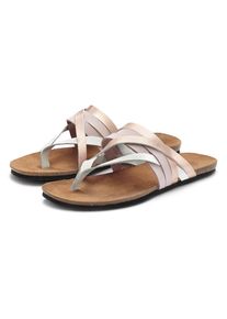 Lascana , Zehentrenner Sandale, Pantolette aus Leder mit Korkfussbett , rosa , Made in Spain