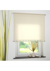 Seitenzugrollo Lichtschutz mit Bohren Volantrollo - eckiger Volant, Fixmass , beige , Liedeco , Obermaterial: 100% Polyester