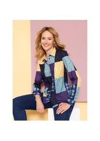 Classic Basics, Unisex, Klassische Bluse, royalblau, ocker, bedruckt, 42, modisches Patch-Dessin