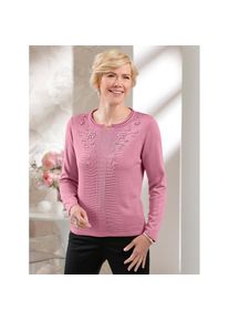 CLASSIC , Rundhalspullover »Rundhals-Pullover« , rosa , mit Blüten-Applikationen
