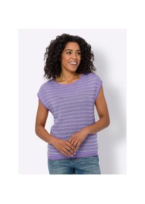 Classic Basics, Unisex, Ajourpullover &raquo;Ajour-Pullover&laquo;, lavendel, wei&szlig;, gemustert, 56, modern &uuml;berschnittene Schultern