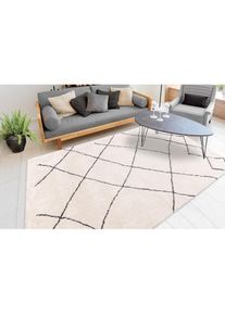 Hochflor-Teppich »Amanda« rechteckig 27 mm Höhe Wohnzimmer , beige , my home , Obermaterial: 100% Polyester