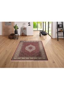 my home , Orientteppich »Chandra« rechteckig 12 mm Höhe handgeknüpft, 80% Schurwolle, 20% Seide, mit Fransen , rot , Verleih deinem Zuhause einen...