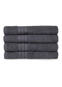 Handtücher »Uni «, (4 St., 4er Set Handtücher 50 x 100 cm), Baumwolle, Walkfrottee, Bordüre, 500 GSM, Einfarbig, ohne Aufhängung , grau , Good Morning
