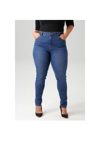 Aniston Plus, Unisex, Aniston PLUS Skinny-fit-Jeans regular waist - in dezenter Used-Waschung - NEUE KOLLEKTION, dunkelblau, 52, N-Gr, Jeans im 5-