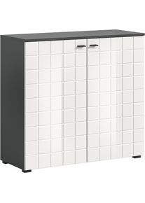 Kommode »Gora, Breite 92 cm, gefräste Front in Waffeloptik hochglanz« Sideboard, Schrank, Anrichte , schwarz , Inosign
