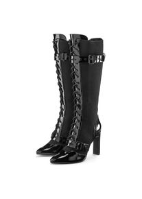 LASCANA Belle Affaire , High-Heel-Stiefel »Schnürstiefel mit elastischem Schaft«, Erotische Lack-Optik, High-Heel-Stiefelette , schwarz ,...