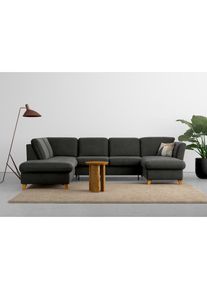 Wohnlandschaft »Trelleborg U-Form« wahlweise mit Bettfunktion und Bettkasten, inkl. Federkern-Polsterung , grau , Home Affaire