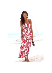 Lascana, Unisex, Lascana Maxikleid mit verstellbarem Ausschnitt, Sommerkleid, Strandkleid, rot, wei&szlig;, bedruckt, 36, N-Gr, Verf&uuml;hrerisch verstellbarer 