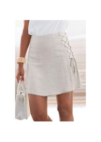 Lascana, Unisex, Lascana Minirock mit Leinen und Zierschn&uuml;rung, kurzer Leinenrock, Minirock, sand, 36, Modische Optik mit Zierschn&uuml;rung
