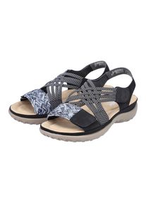 Rieker , Riemchensandale , Sommerschuh, Sandalette, Keilabsatz, mit geflochtener Bandage , schwarz , Sandale im sportiven Look