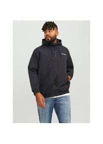 Jack & Jones PlusSize Jack & Jones Plussize, Herren, Jack & Jones PlusSize Bomberjacke &raquo;JJERUSH HOOD BOMBER NOOS PLS&laquo; mit Kapuze mit Logo Schriftzug, schwarz, 6XL, 
