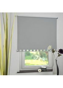 Seitenzugrollo verdunkelnd energiesparend mit Bohren Volantrollo - eckiger Volant, Fixmass , grau , Liedeco , Obermaterial: 100% Polyester