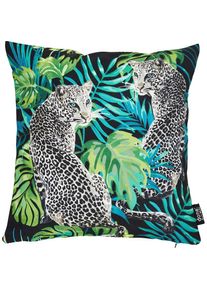 Dekokissen »Velour Print Leopard« Beidseitig bedruckte Kissenhüle ohne Füllung, 1 Stück , bunt , done. , Obermaterial: 100% Polyester