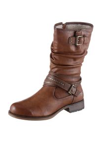 Mustang Shoes , Winterstiefel , Stiefelette, Winterboots mit Zierschnallen am slouchy Schaft , braun , Kurzstiefel mit einer Schafthöhe von ca. 24 cm