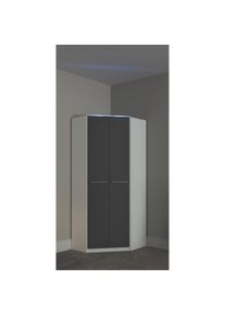 Eckkleiderschrank »Barcelona Kleiderschrank Ecklösung Raumwunder« in 2 Tiefen Schrank Eckschrank Garderobe , schwarz-weiss , Priess