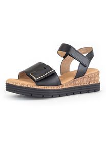 Gabor , Sandalette »GENUA«, Keilabsatz, Sommerschuh, Sandale mit Klettverschlüssen, Weite G , schwarz , Sandalette mit dekorativer Schnalle