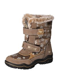 Mustang Shoes, Unisex, Winterstiefel , Winterstiefel, Klettstiefel in bequemer Weite, taupe kombi, 35, Mit Obermaterial aus wasserabweisendem Textil 